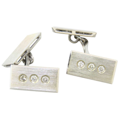 1970s 18k Gold Diamond Cufflinks