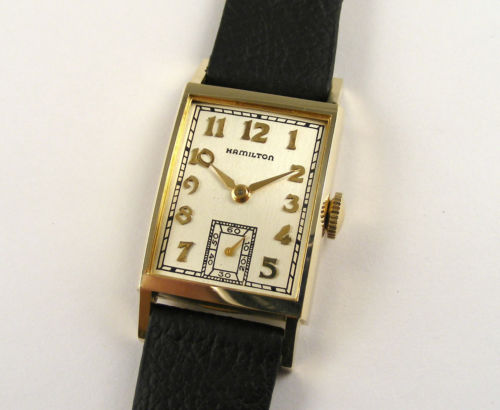 Hamilton Brock Solid 14k Gold Gents Vintage 1940's Wristwatch