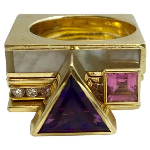 Marraccini Designer Contemporary Stackable Rings with Diamonds and Precious Gems