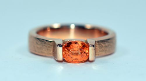 Modernist 18 Karat Rose Gold and Mandarin Orange Garnet Ring by Peter Barr