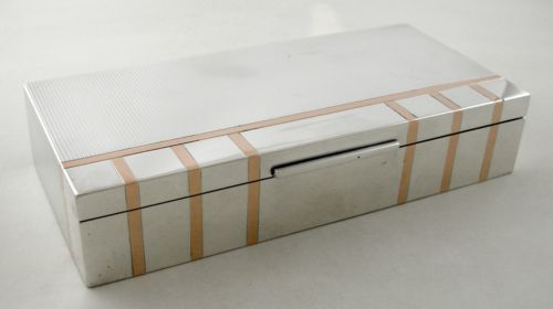 Austrian Silver Art Deco Box with Rose Gold Inlay