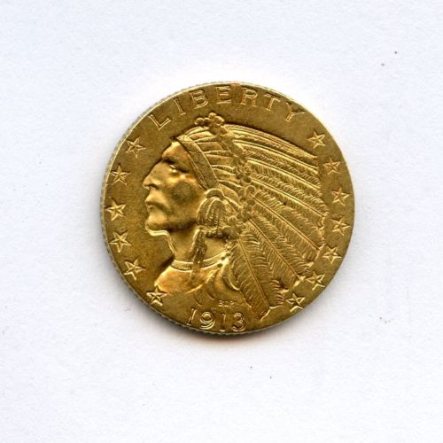 1913 U.S. Indian Head Half Eagle ($5) Gold Coin