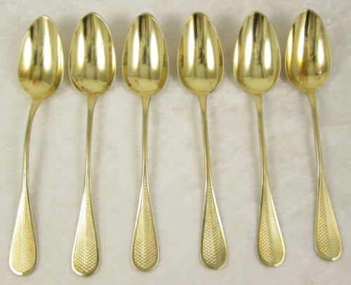 Set of 6 Antique French Vermeil Teaspoons from the Belle Époque
