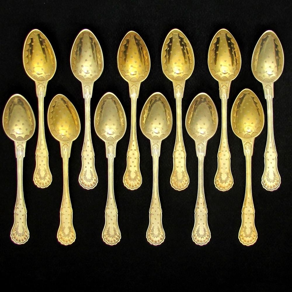 Magnificent Set of Antique Silver-Gilt French Empire Teaspoons