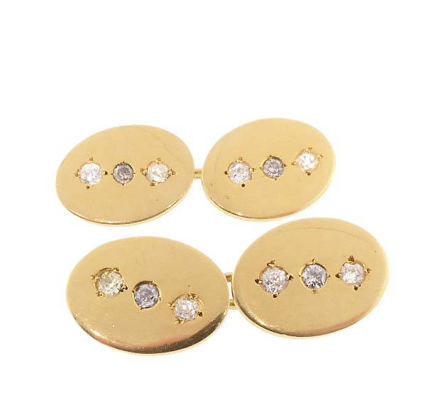 18 Karat Gold & Diamond Edwardian Cufflinks, Circa 1919