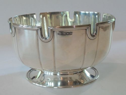 British Sterling Silver Edwardian Monteith or Punch Bowl