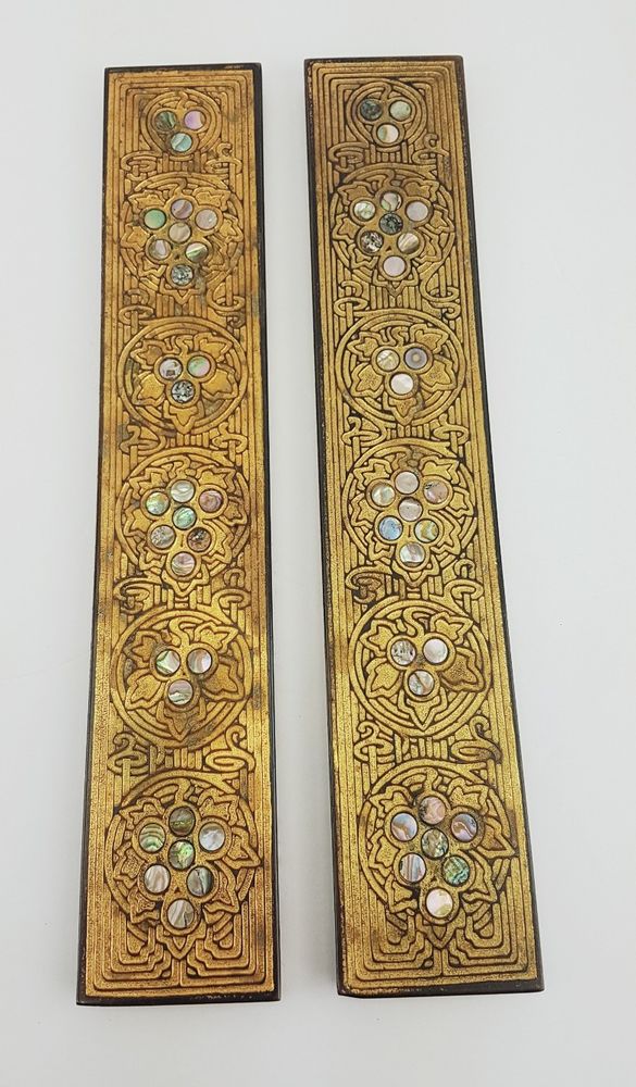 Art Nouveau Gilt Bronze Tiffany Desk Blotter Ends