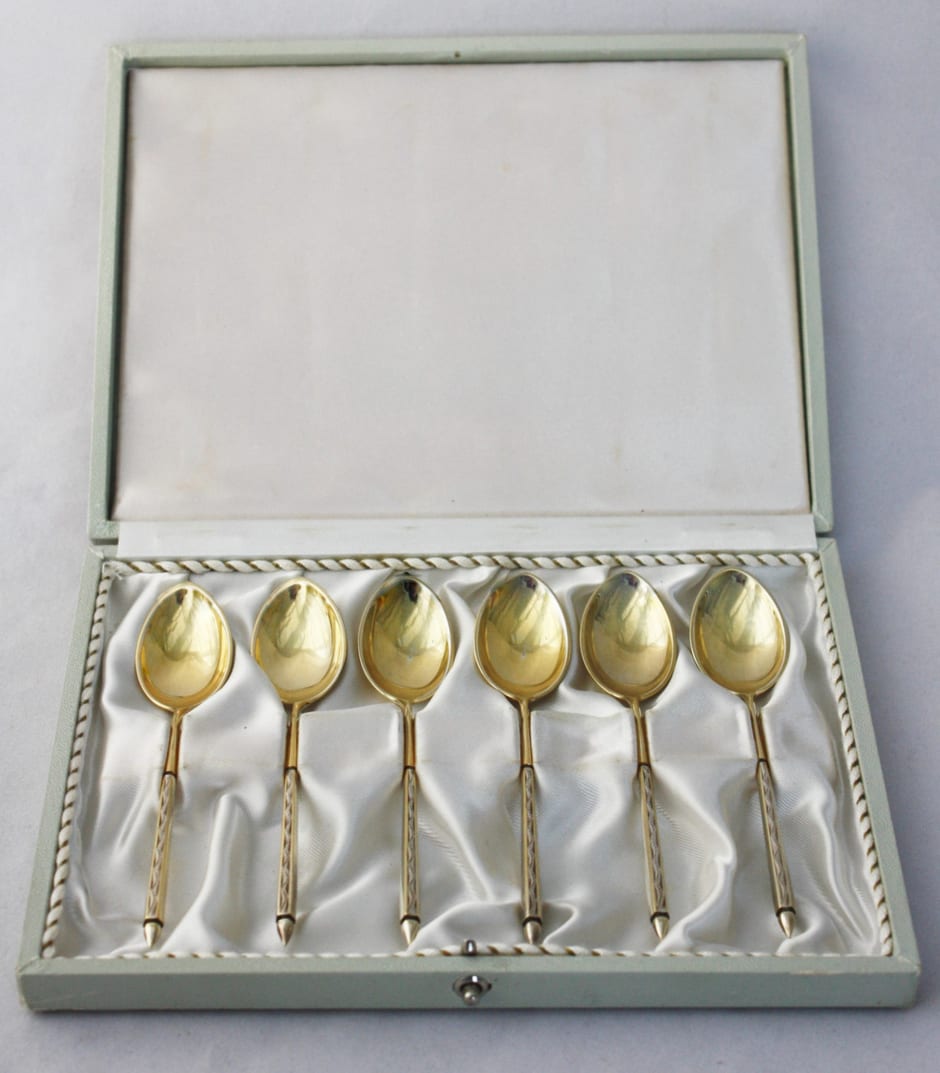 A Set of Mid-Century Modern Gilt Sterling Silver Danish Teaspoons