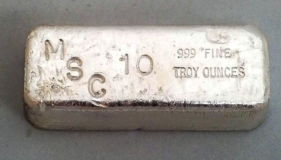 10 Troy Oz. Vintage MSC Silver Bar