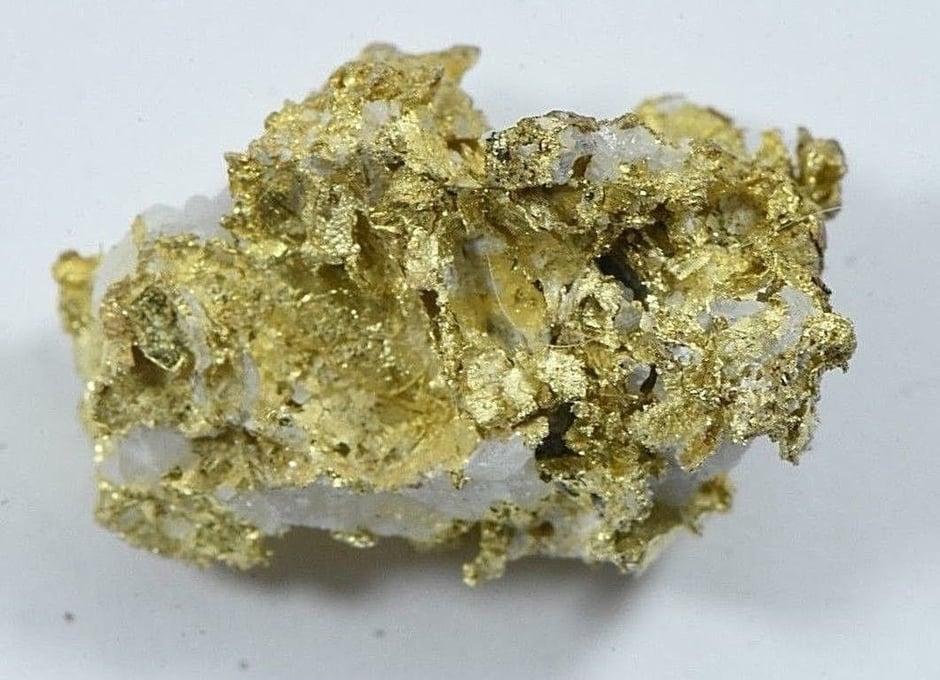Crystalline Gold Nugget in Quartz from California
