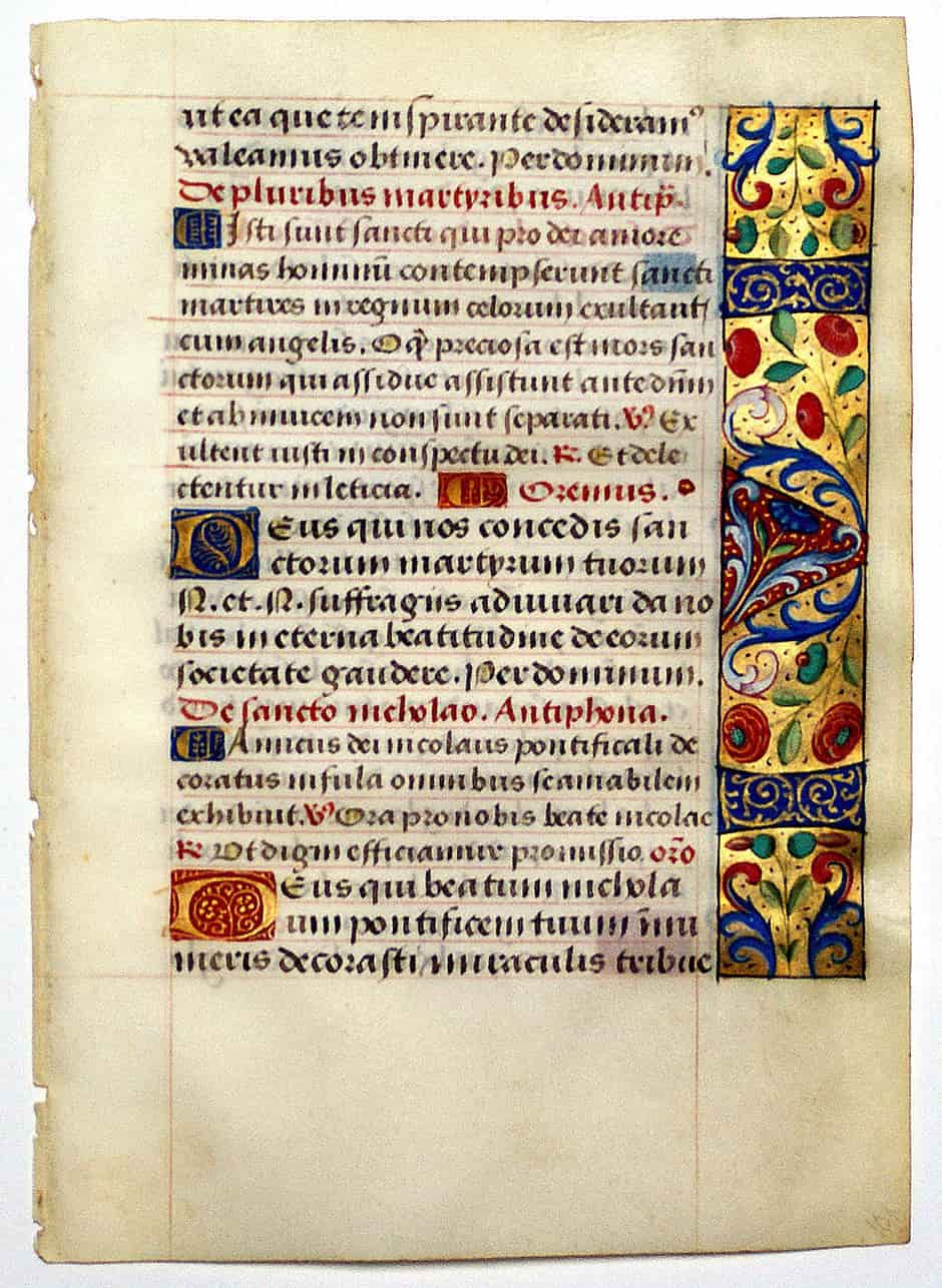 Illuminated Book of Hours Leaf from Rouen, Circa 1470