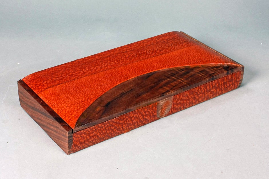 Modern Leopardwood & Walnut Men's Valet Box