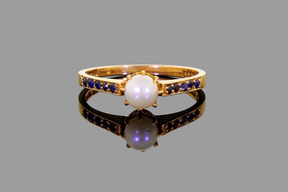 Art Deco Pearl & Sapphire Swedish Ring